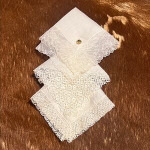 Set of 3 Vintage Delicate White Lace Handkerchiefs